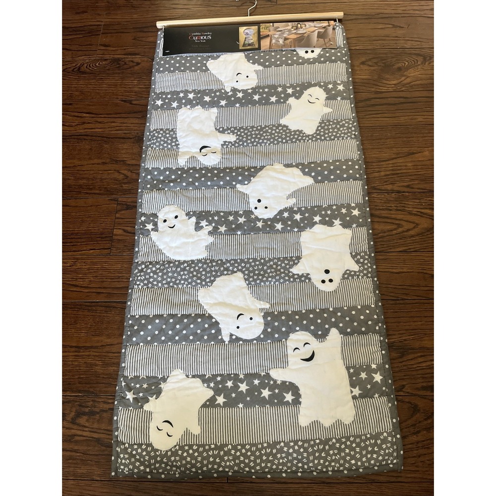 Cynthia Rowley Curious Halloween Cotton Table Runner Ghosts 16"x72" NWT